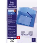 Sachet De 5 Pochettes-enveloppes Polypropylène - A4 - Bleu - X 10 - Exacompta