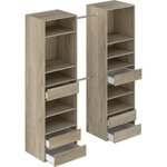 Kit dressing 2 colonnes + 2 penderies + 6 tiroirs - chêne clair - 177 x 48 200 2 cm - COMBI
