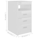 vidaXL Armoire à tiroirs Blanc brillant 40x50x76 cm Bois d'ingénierie