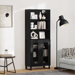 vidaXL Haut Armoire Chêne noir 69 5 x 34 x 180 cm Bois d'ingénierie