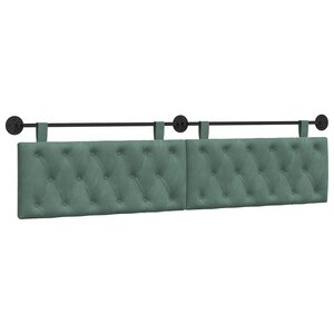 vidaXL Tête de lit suspendue Avec lumière LED Vert Mer Velours