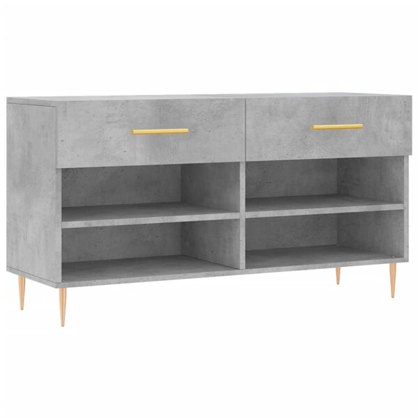 vidaXL Banc à chaussures gris béton 102x35x55 cm bois d'ingénierie