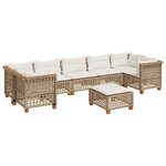 vidaXL Salon de jardin avec coussins 8 Pièces beige résine tressée