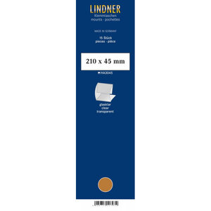 Bandes Klemmfix double soudure 210 x 45 mm pour timbres-poste. Fond - Transparent