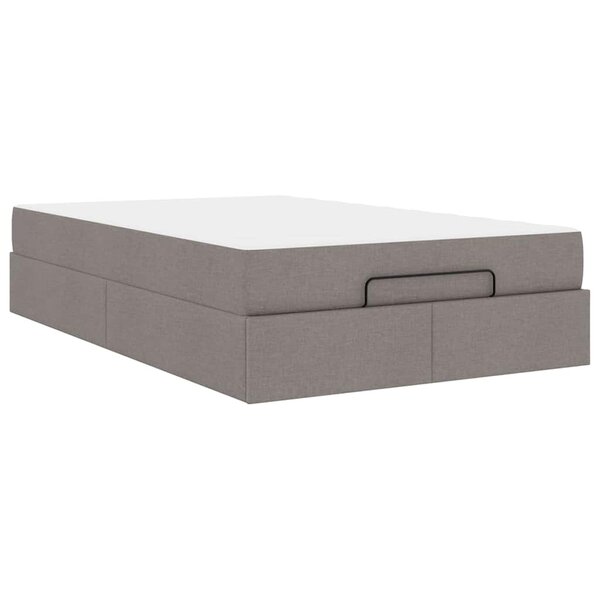 vidaXL Cadre de lit avec matelas Taupe 120 x 190 cm tissu