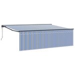 vidaXL Auvent Rétractable Bleu et blanc 450 × 300 cm tissu