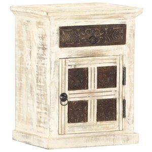 vidaXL Table de chevet Blanc 40 x 30 x 50 cm Bois de manguier massif