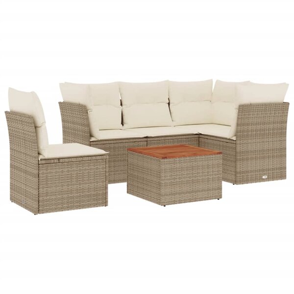 vidaXL Salon de jardin avec coussins 6 Pièces beige résine tressée