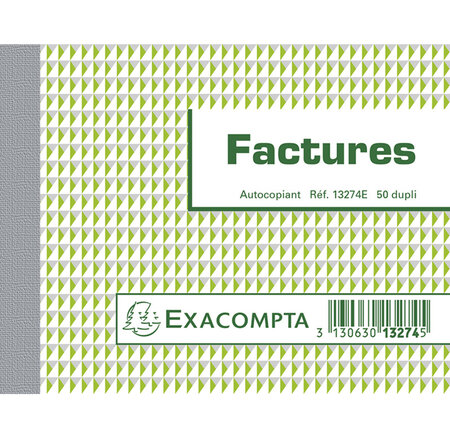 Manifolds Factures 10 5x13 5cm - 50 Feuillets Dupli - Sous Film Par Lot De 5 - Motif  - X 40 - Exacompta