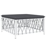 Salon de jardin meuble d'extérieur ensemble de mobilier 4 pièces avec coussins blanc acier 02_0016085