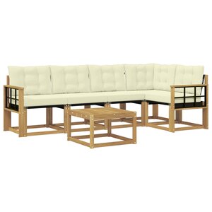vidaXL Ensemble de canapés d'extérieur 6 pc Blanc et crème