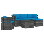 vidaXL Salon palette de jardin 6 Pièces avec coussins Bois de pin massif
