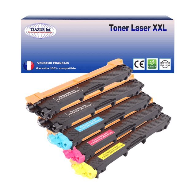 5 Toners compatibles avec Brother TN241 / TN245 (Noir+Couleur) - T3AZUR