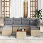 vidaXL Ensemble de canapé de jardin 7 Pièces beige et gris clair