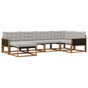 vidaXL Ensemble de canapés d'extérieur 6 pc Naturel et gris clair