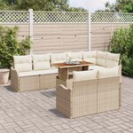 vidaXL Ensemble de canapé de jardin avec coussin 9 Pièces beige et crème