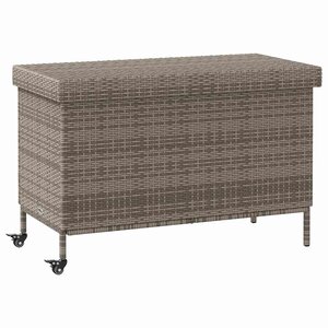 vidaXL Boîte de rangement de jardin et roues gris résine tressée