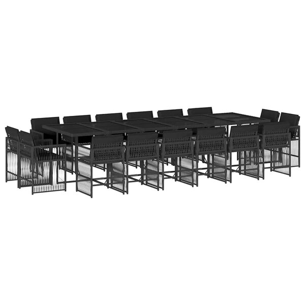 vidaXL Ensemble à manger de jardin 17 Pièces coussins noir résine tressée