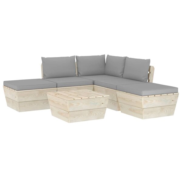 vidaXL Salon de jardin palette 6 Pièces avec coussins Épicéa imprégné