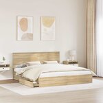 vidaXL Lit de Rangement Chêne Sonoma 180 x 200 cm Bois d'ingénierie