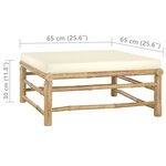 vidaXL Salon de jardin 4 Pièces avec coussins blanc crème bambou