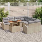 vidaXL Ensemble de canapé de jardin 9 Pièces beige et gris clair