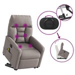 vidaXL Fauteuil inclinable de massage électrique Taupe Tissu