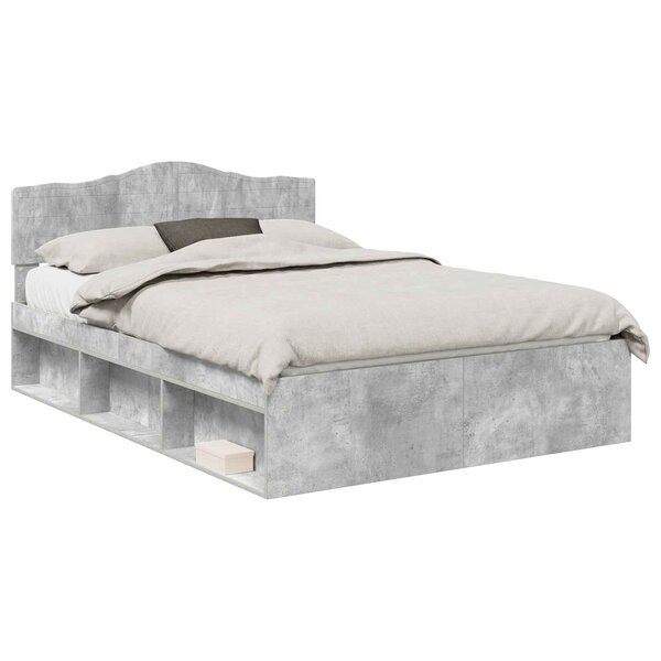 vidaXL Cadre de lit Béton 160 x 200 cm Bois de pin massif