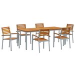 vidaXL Ensemble de salle à manger pour jardin 7 Pièces Gris et marron