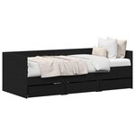 vidaXL Lit d'appoint Chêne noir 90 x 200 cm Bois d'ingénierie