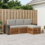 vidaXL Ensemble de canapés d'extérieur 4 Pièces Naturel et gris clair