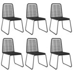 vidaXL Ensemble à Manger de jardin 7Pièces PVC résine tressée noir marron