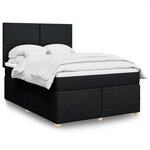 vidaXL Sommier à lattes de lit avec matelas Noir 140x190 cm Tissu