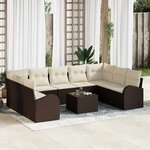 vidaXL Ensemble de canapé de jardin 10 Pièces Marron Poly rotin