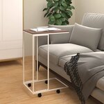 vidaXL Table d'appoint avec roues Blanc 40x30x63 5cm Bois d'ingénierie