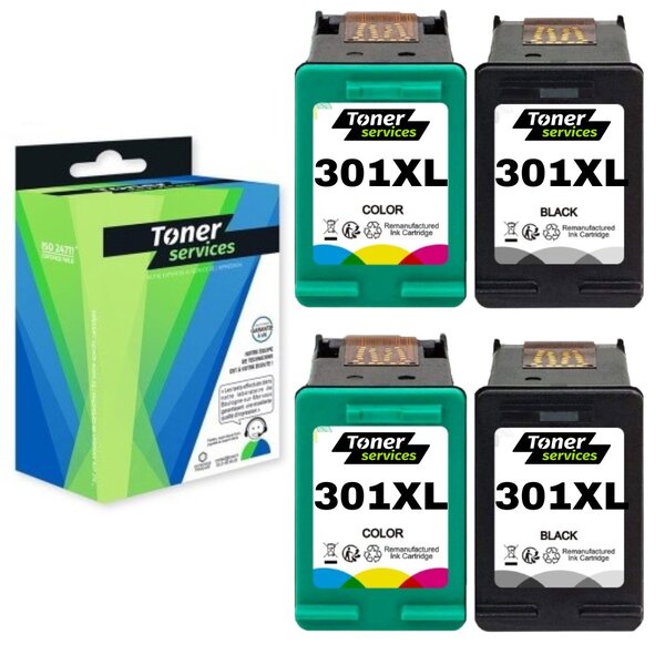 Compatible HP 301XL Pack 4 Cartouches Noir et couleurs