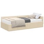 vidaXL Cadre de lit d'angle avec matelas Autre 2 Pièces Crème tissu