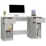 vidaXL Bureau avec armoire latérale Gris béton Bois d'ingénierie