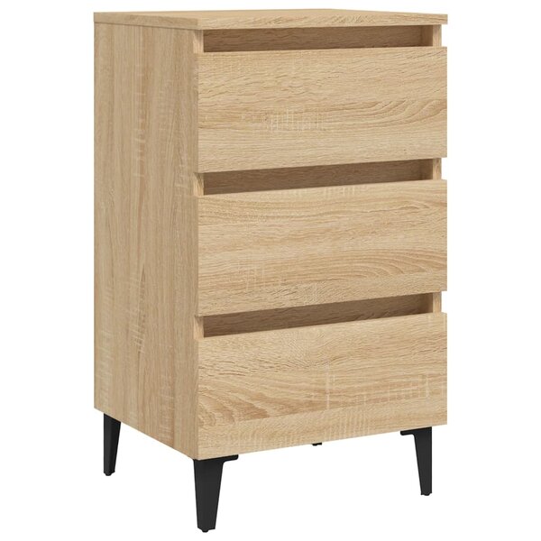 vidaXL Table de chevet avec pieds en métal chêne sonoma 40x35x69 cm