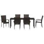 vidaXL Ensemble de salle à manger pour jardin 7 Pièces Marron Poly rotin
