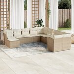 vidaXL Salon de jardin 11 Pièces avec coussins beige résine tressée