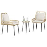 vidaXL Ensemble de salle à manger pour jardin 3 pc Marron et Crème