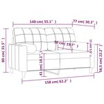 vidaXL Canapé 2 places avec oreillers décoratifs noir 140 cm tissu