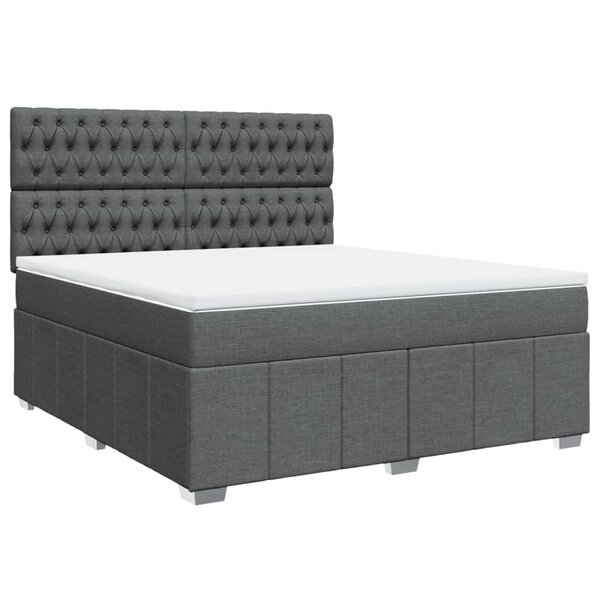 vidaXL Sommier à lattes de lit avec matelas Gris foncé 180x200cm Tissu