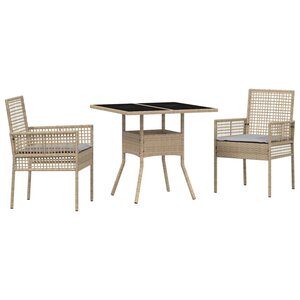 vidaXL Ensemble de salle à manger pour jardin 3 Pièces Beige Poly rotin