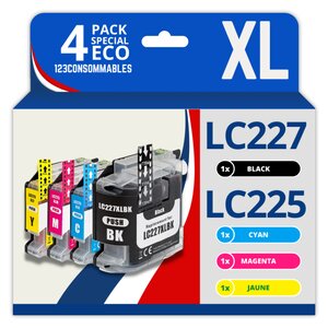 Pack 4 cartouche compatible BROTHER LC227XL  LC225XL