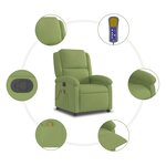 vidaXL Fauteuil de massage inclinable vert clair velours