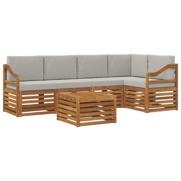 vidaXL Ensemble de canapé d'angle 6 Pièces Gris Naturel et Clair