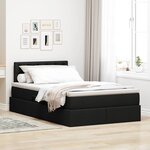 vidaXL Lit avec rangement et LED avec matelas Noir 120 x 200 cm tissu