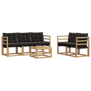 vidaXL Ensemble de canapés d'extérieur 6 pc Blanc et noir